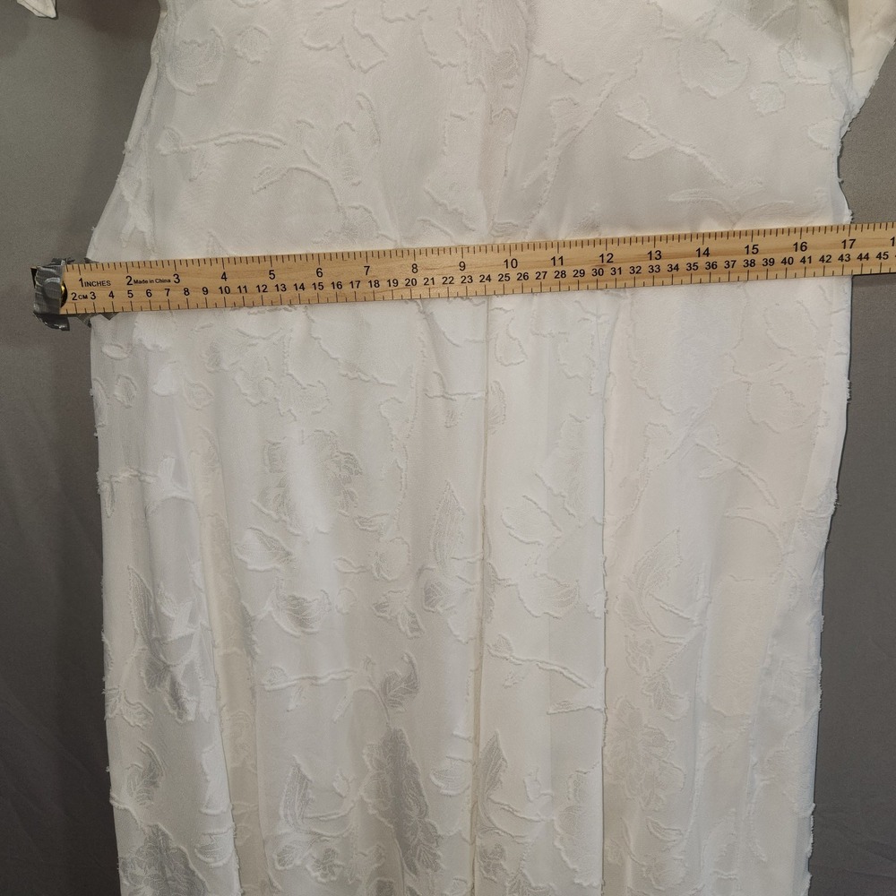 Adrianna Papell Dress Lacy Ivory Size 12 Lined Boho Embroidered Overlay Midi - Picture 15 of 16